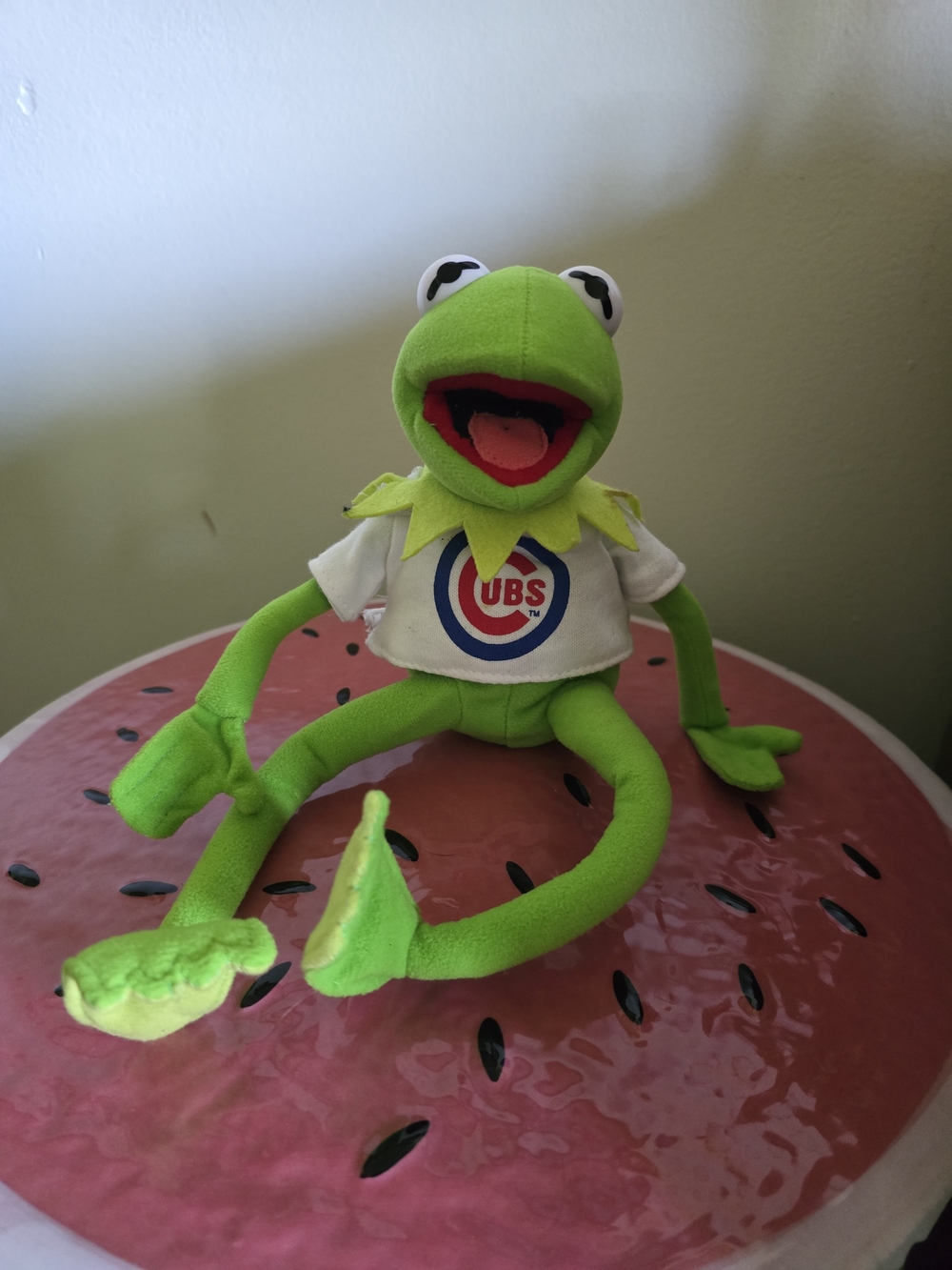 Green Plush Frog Toy with Cubs Logo Shirt